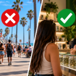 Licensed cannabis dispensary compared with Venice Beach boardwalk shops, highlighting the difference between legal and unlicensed cannabis sales.